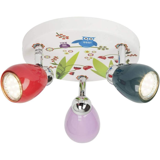 240136 - Brilliant Lampa Birds me 3 drita LED shumëngjyrëshe, 3 llamba LED PAR51, GU10, reflektorë LED 3W, 250lm, 3000K.