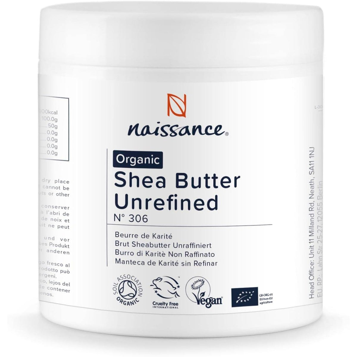 336647 - NAISSANCE Gjalpë Shea i papërpunuar organik, 500g - I pastër, natyral, vegan, i punuar me dorë