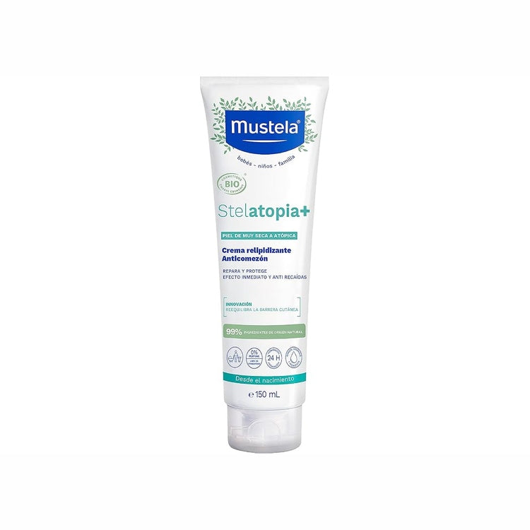 271712 - MUSTELA Stelatopia Krem organik kundër kruarjes, 150 ml, për fytyrën dhe trupin, për foshnje dhe fëmijë, 99% përbërës natyralë