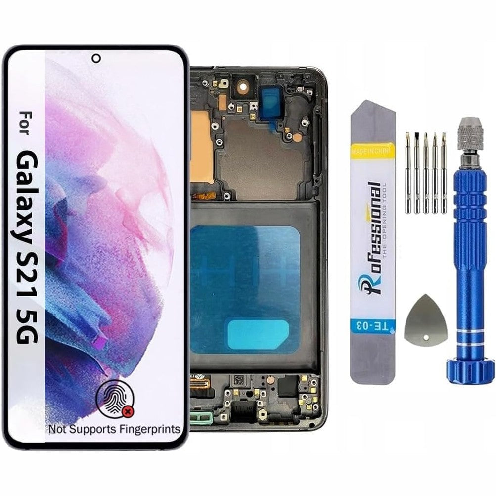 276516 - Ekran It'Go Full Incell për Samsung S21 5G G991, Ekran LCD Zëvendësues me Prekje dhe Mjete, Gri me Kornizë Cilësie të Lartë