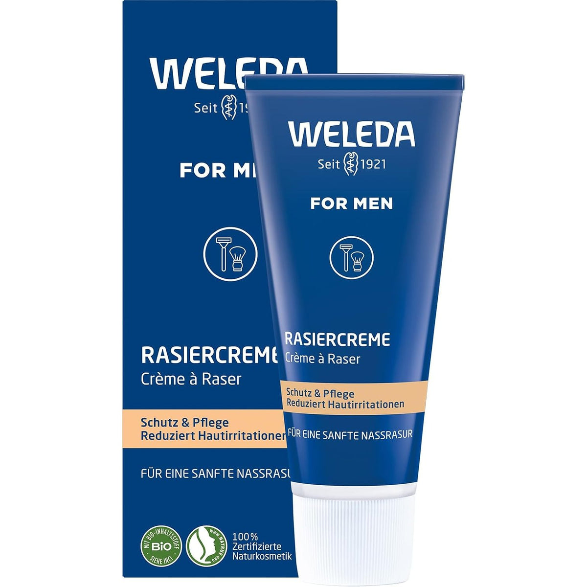 298868 - WELEDA Krem rroje Bio FOR MEN, 75 ml, shkumë rroje natyrale për kujdesin e lëkurës gjatë rrojës së lagësht.