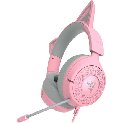 267892 - RAZER Kraken Kitty V3 X, Kufje me tela për Kitty për lojëra, Pesha 270g, Mikrofon kardioid HyperClear, Drajverë TriForce 40mm, Jack 3.5mm, Quartz