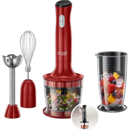 288340 - RUSSELL HOBBS Blender 3-në-1: Blender/Gërryes, Mikser dhe Shtojcë për Rrahje Desire Red, Pasues pa BPA, i sigurt për lavastovilje, për smoothie, supa, salca, kos, ushqim për foshnje, Model 24700-56
