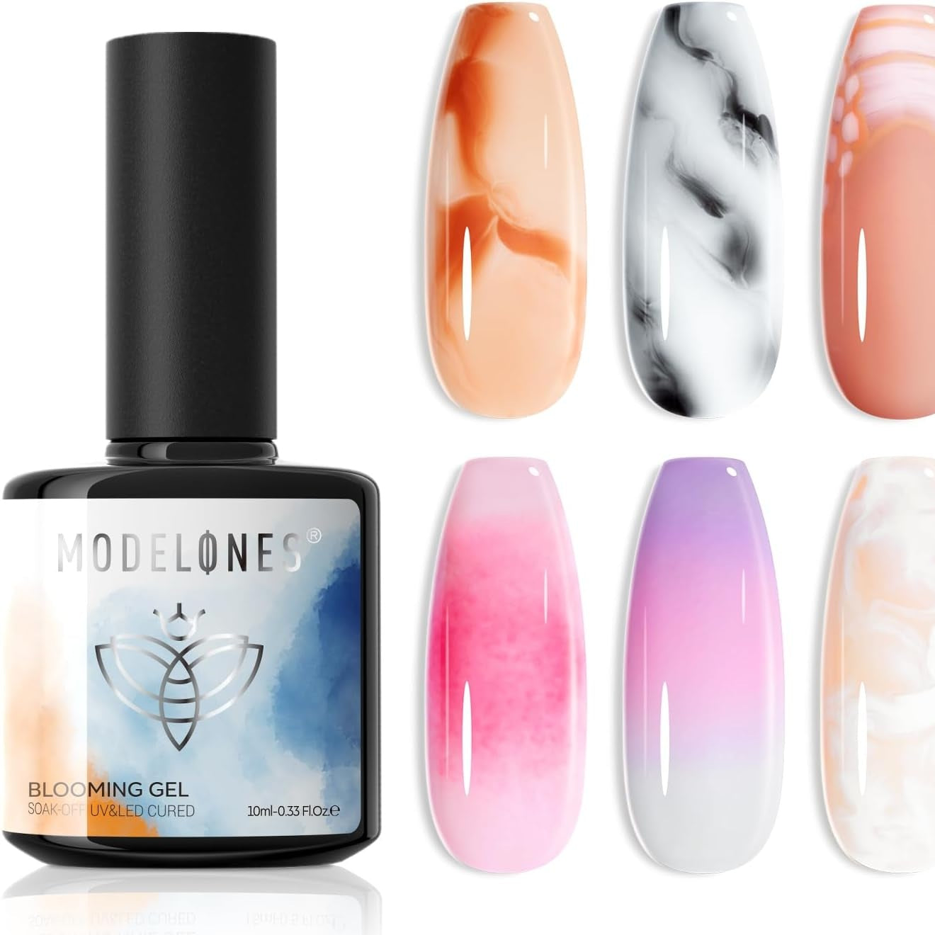 322116 - MODELONES Blooming Gel 10ML - Llak Xhel Transparent Soak Off UV LED Gel Mermer për Dizajne Thonjsh