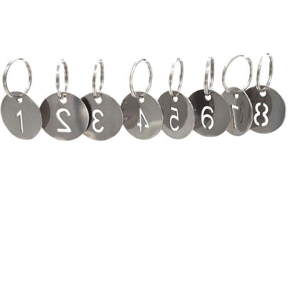 299662 - NANTUN Etiketa çelësash prej çeliku inox 304, 200 copë, 25 mm, etiketa identifikimi me numra të zbrazëta, unaza çelësash 1 deri në 200