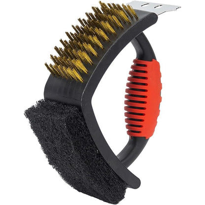 322614 - AMIG - Furçë Pastruese për Barbecue Fireplus 3 në 1 - Aksesorë Pastrimi për Skarë - 16.5 x 11.5 x 7 cm