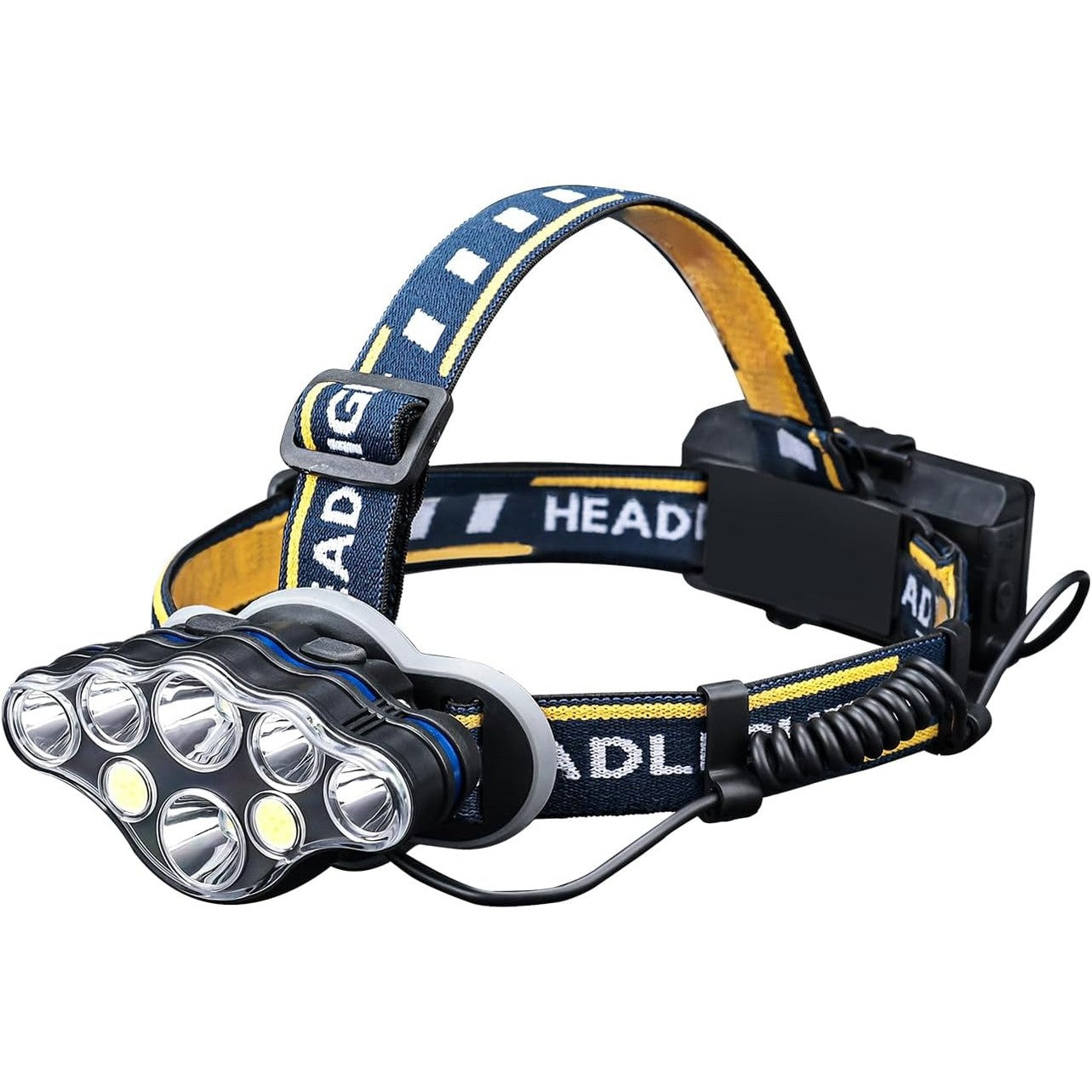 209668 - GRIFEMA - Llambë Koke Rikarikueshme me 8 LED, Rregulluese 90°, IPX45 e Papërshkueshme nga Uji, 5 Mënyra Drite dhe Dritë të Kuqe Për Punë, Jashtë, Kamping, Ecje në Natyrë, Peshkim