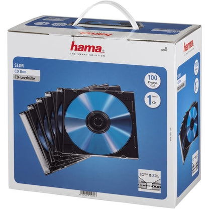 295147 - HAMA Kuti e hollë (për CD dhe disqe Blu-ray, ultra e hollë, me një fletë kopertine, pako me 100 copë) e zezë/transparente
