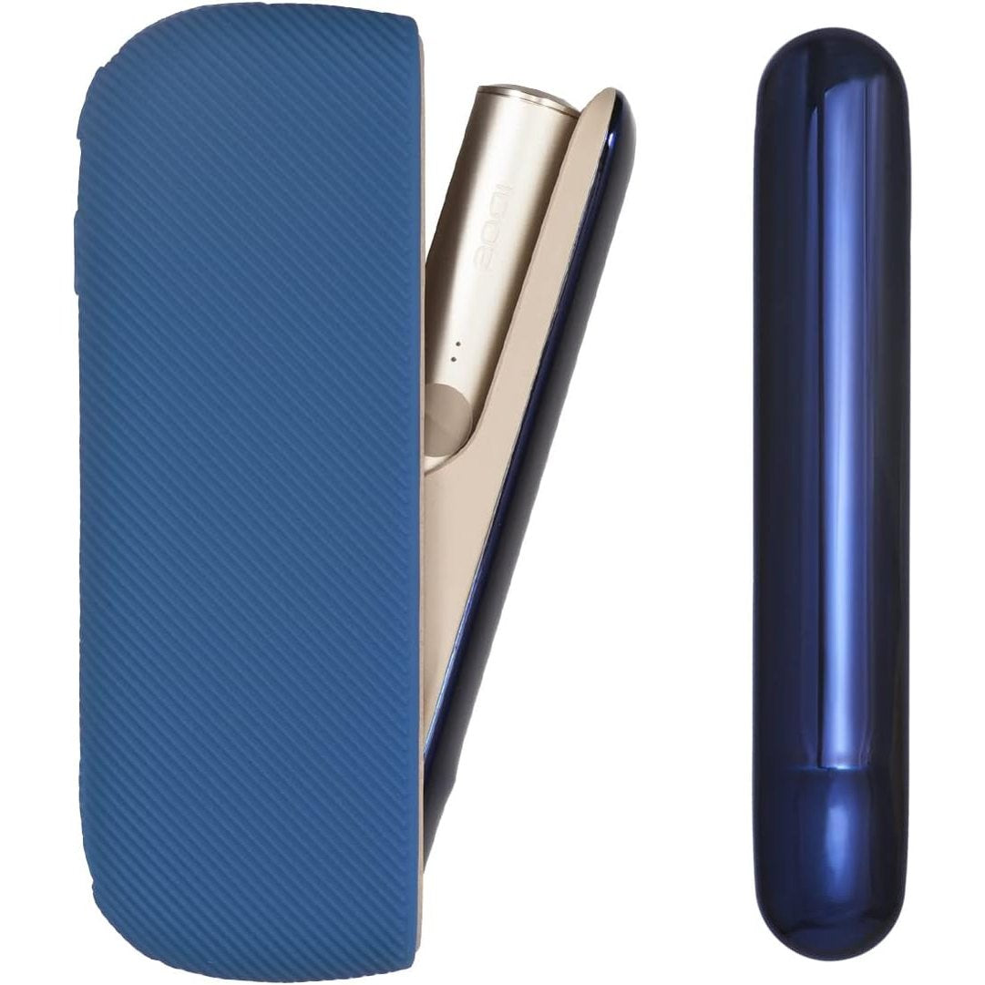298627 - IQOS Set 2-në-1 me Mbulesë Mbrojtëse + Mbulesë Anësore, Aksesorë Silikoni (Blu)
