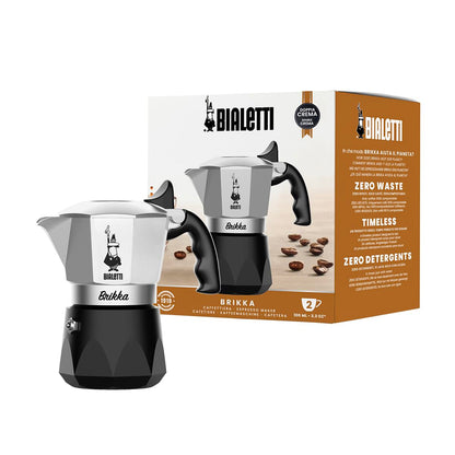 183584 - BIALETTI New Brikka 2023, Makinë Kafeje Moka Pot, Aftë të bëjë Ekspres Kremoz, Kapaciteti 2 Filxhanë, Materiali Alumin, Ngjyra e Zezë