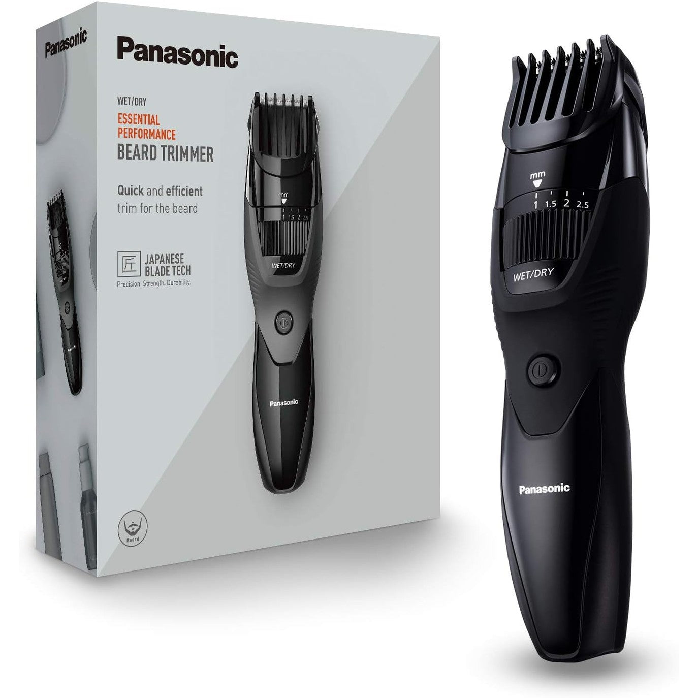 316345 - PANASONIC Makinë prerëse për mjekër ER-GB43, 20 cilësime gjatësie (0.5-10 mm), me stacion karikimi, e zezë