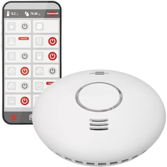 163514 - BRENNENSTUHL Alarm Tymi dhe Nxehtësie Connect WiFi WRHM01, Testuar sipas EN 14604, Përfshin 2 Bateri