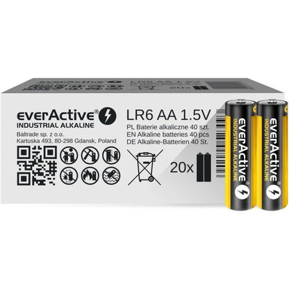 269676 - EVERACTIVE BATERI ALKALINE AA PRO MIGNON LR6 / TË ZEZA / TË VERDHA / 40 COPË