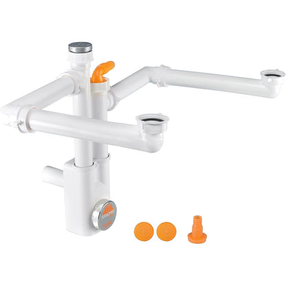 164539 - SIFONI LIRA SPAZIO 2 NT i inspektueshëm për lavamanë kuzhine me dy tasa