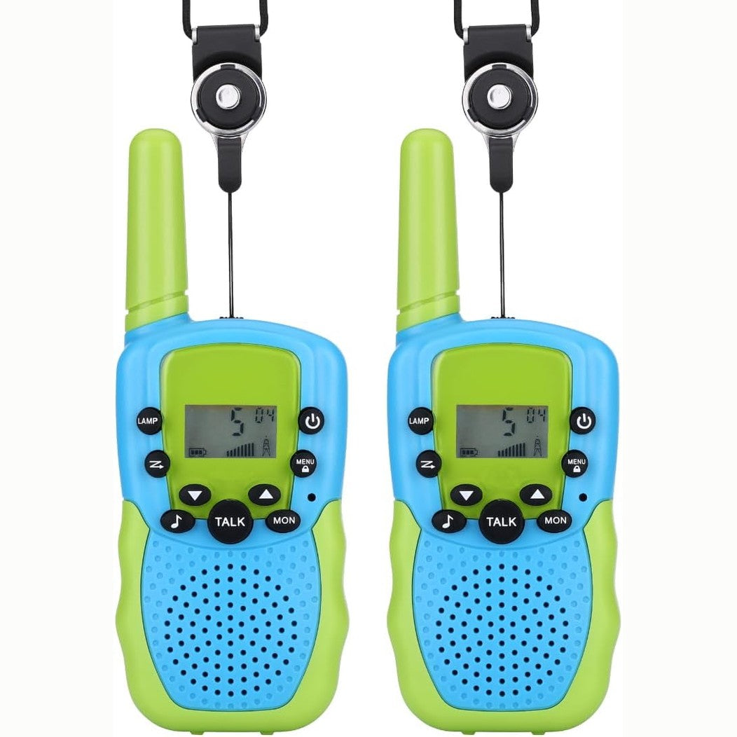 293891 - NK Radiotelefonike për fëmijë 4-9 vjeç, Rreze 3 km, Ekran LED, 22 kanale, Bateritë përfshihen, Blu/Jeshile