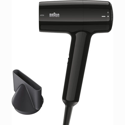 297120 - BRAUN Tharëse flokësh HD1.5, motor 1800W, 3 cilësime temperature/shpejtësie, ngjyrë e zezë me shkëlqim, model BRHD150E