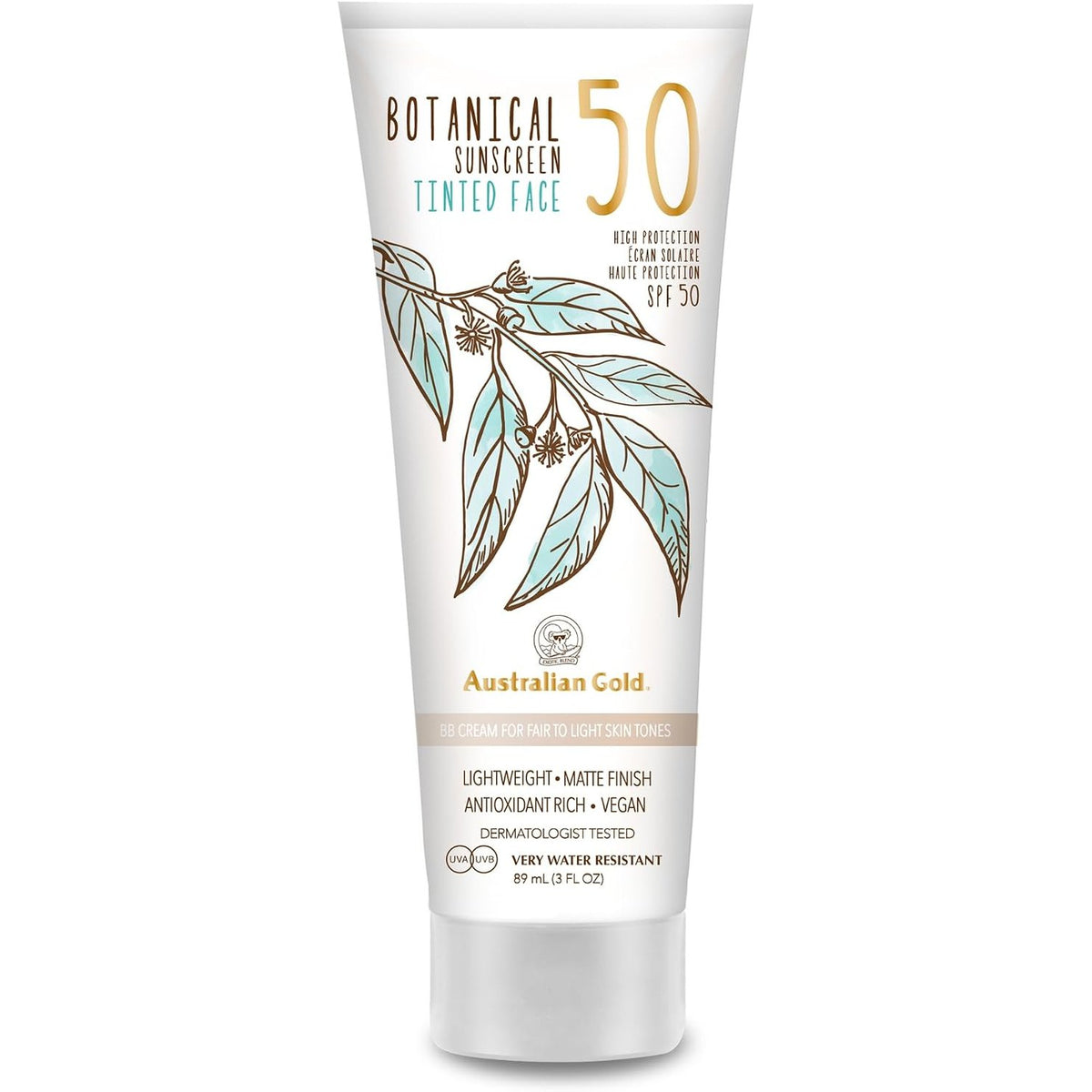 296824 - Australian Gold Krem për fytyrën me nuancë botanike SPF 50 - 88 ml - I lehtë/I lehtë