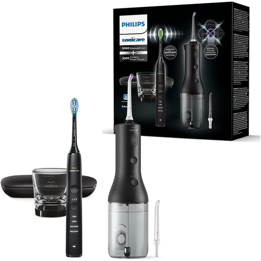289404 - PHILIPS Sonicare Ujitës oral me fill dentar elektrik dhe furçë dhëmbësh elektrike DiamondClean 9000 - E zezë (Modeli HX3886/43)
