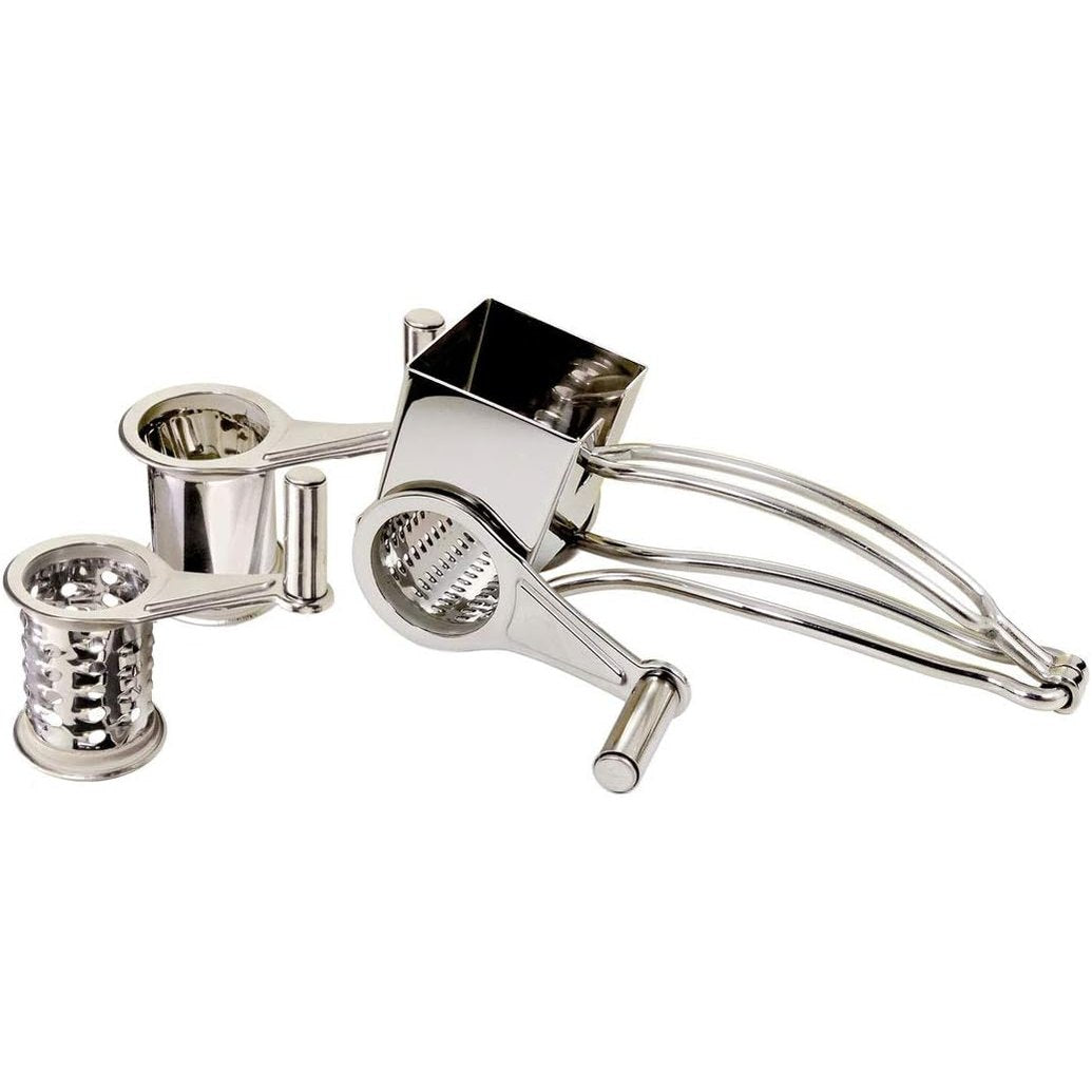 195766 - LA BONNE GRAINE - Rende Djathi dhe Perime, me 3 Tamburë nga Çeliku Inox, 3 Funksione, Ngjyrë Gri, Markë Franceze
