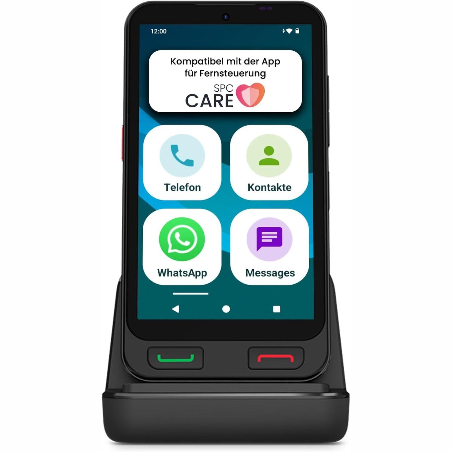 292084 - SPC ZEUS 2 + KËLLËF – Smartphone për të moshuar, modalitet i thjeshtë, ikona XXL, ekran 5". I pajtueshëm me aplikacionin për telekomandim dhe lokalizim, butona fizikë, bazë karikimi, 64 GB, funksion SOS dhe 2 kamera.