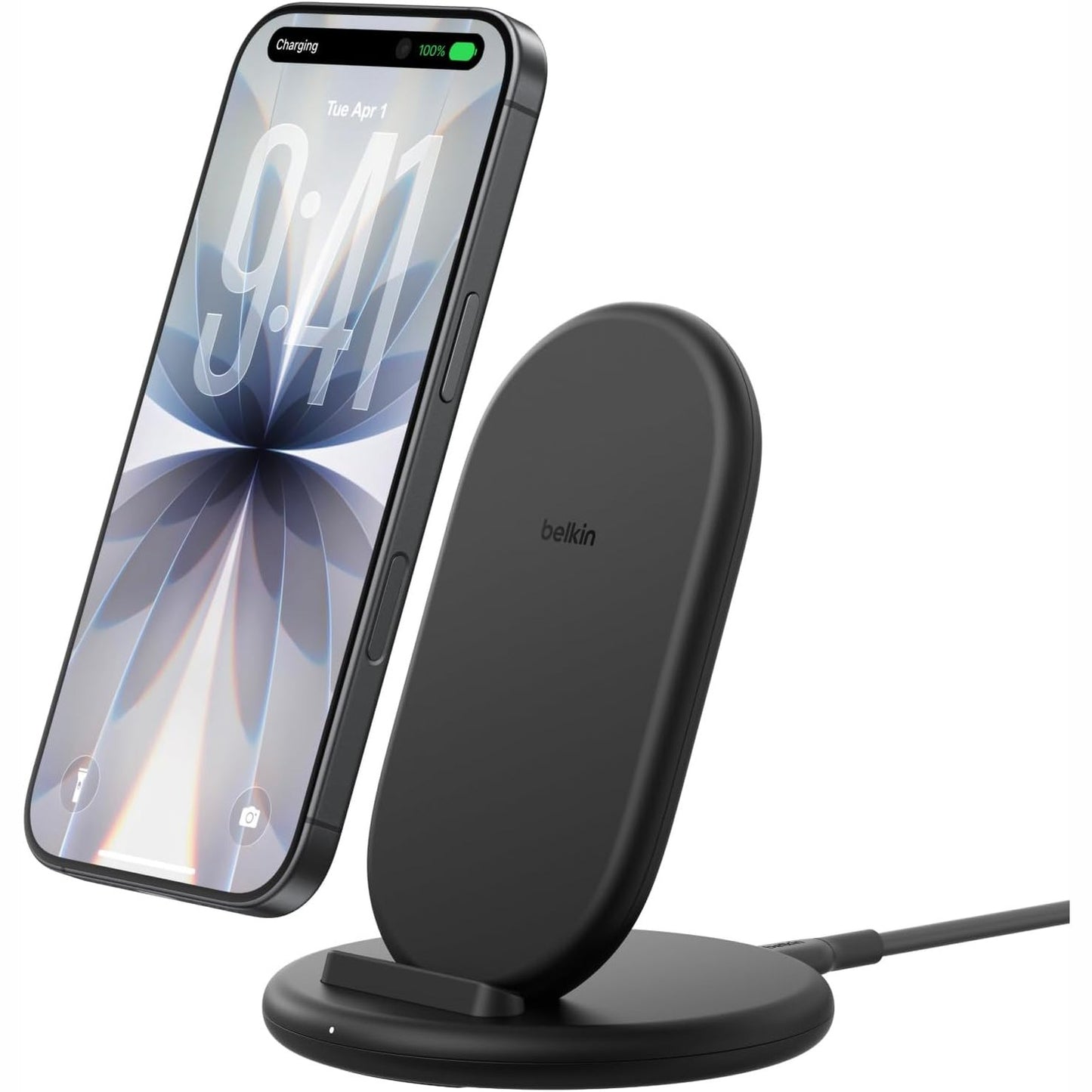 273708 - KARIKUES PA TEL BELKIN BOOSTCHARGE, ME MBULESË, AKSESOR PËR IPHONE, SAMSUNG GALAXY, PIXEL, ETJ., KABLO 1.5 M I PËRFSHIRË, I ZI