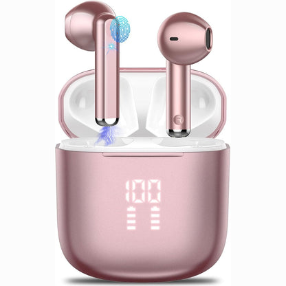 268340 - OYIB Kufje Bluetooth 5.3, pa tel, me mikrofon ENC, bas të thellë, 25 orë jetëgjatësi, IP7 të ujit të papërshkueshëm, rozë