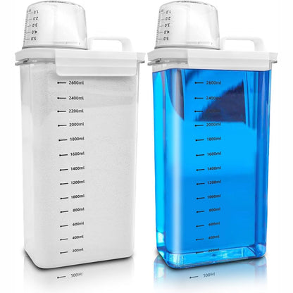 256230 - CBILZXER Ndihmës Dozimi për Detergjent Lavanderie, Paketim me 2 Dozator Detergjenti 2900ml, me Gotë Matëse, Plastikë e Transparente PET, Pa BPA