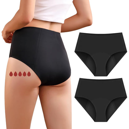 293598 - CARER Pako me 2 mbathje për inkontinencë shumë thithëse për femra, mbathje mbrojtëse menstruale me bel të lartë, kapacitet 50ml deri në 100ml, të zeza, madhësia L