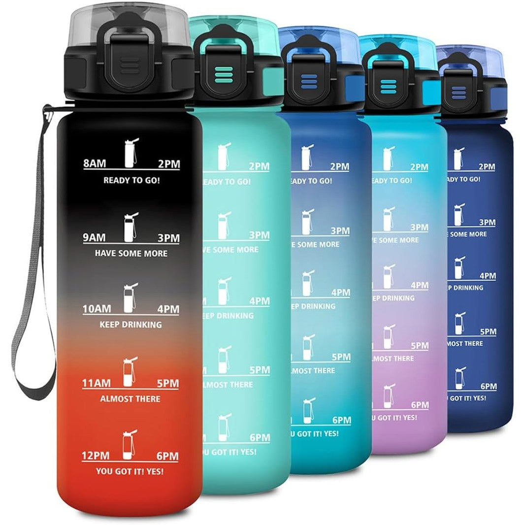 252945 - Shishe uji 500 ml, e përshtatshme për pije të gazuara, shishe sportive me shënues kohe, kundër rrjedhjes, hapje me një dorë