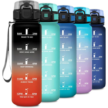 252945 - Shishe uji 500 ml, e përshtatshme për pije të gazuara, shishe sportive me shënues kohe, kundër rrjedhjes, hapje me një dorë