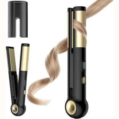 293043 - ATOPSKINS Pjastër flokësh USB Mini pa tel, 2-në-1 për kaçurrela dhe drejtim, mini portative, ngrohje 15 sekonda, 3 cilësime temperature
