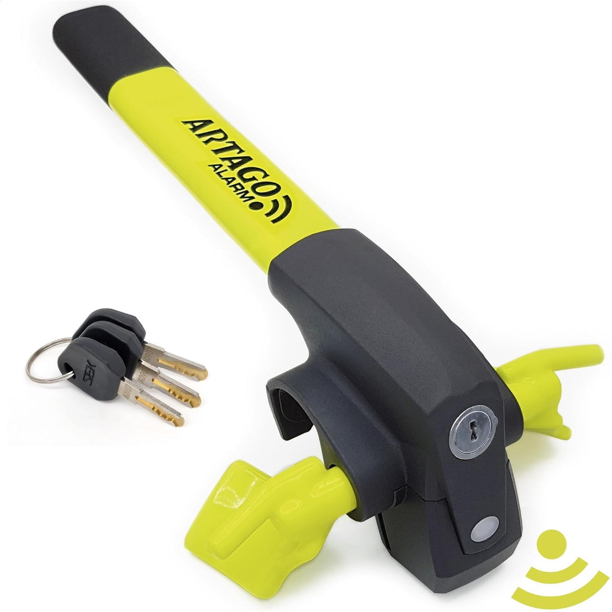 322227 - ARTAGO Pajisje Premium Anti-Vjedhje për Makina 870, Kyçje Timoni 2-në-1, Alarm Inteligjent 120dB, LED Nate