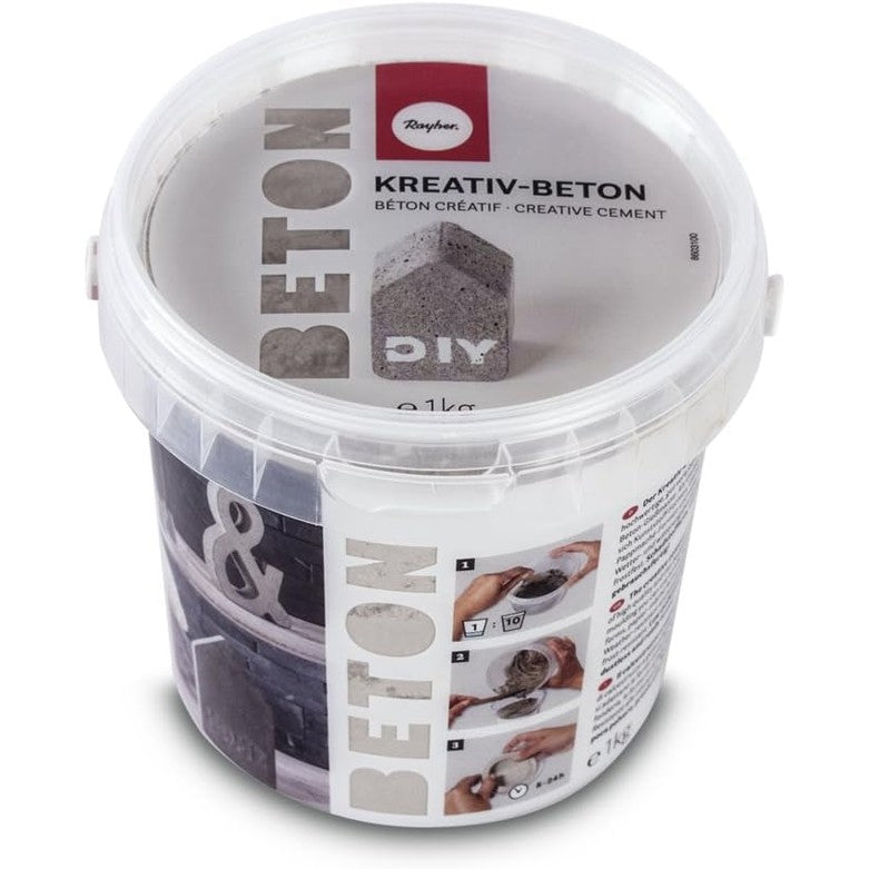 216585 - RAYHER 34152000 BETON KREATIV, KOVË 1 KG, ARGJEND, BETON ARTIZANAL, PLUHUR BETONI PËR DERDHJE