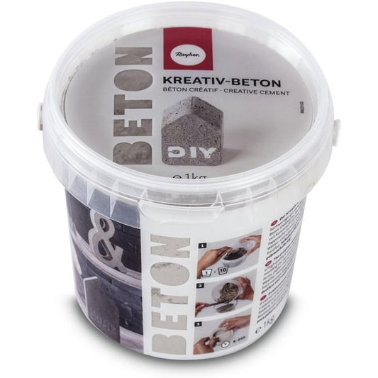 216585 - RAYHER 34152000 BETON KREATIV, KOVË 1 KG, ARGJEND, BETON ARTIZANAL, PLUHUR BETONI PËR DERDHJE