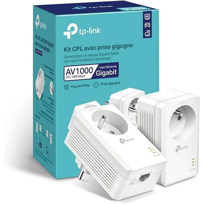 272979 - TP-LINK Adaptues Powerline 1000 Mbps, 1 Portë Gigabit, Prizë e Integruar, Pako me 2, KIT TL-PA7017P (FR)