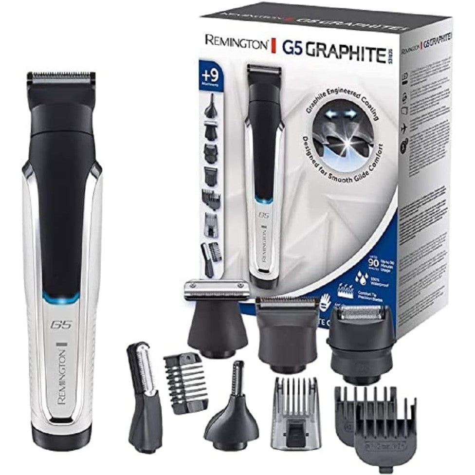 289690 - REMINGTON Makinë prerëse flokësh dhe prerëse mjekre shumëfunksionale [Lithium G5] - Përfshin 9 prerëse flokësh dhe krehëra, PG5000, e zezë