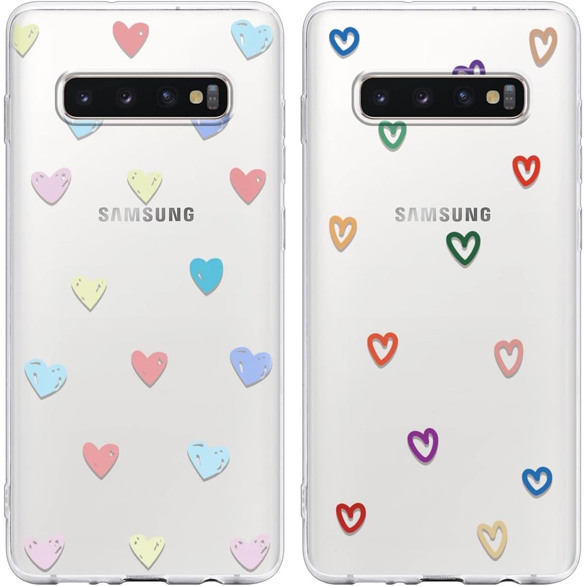 190167 - YOEDGE - Mbështjellëse Transparente 2-Pjesëshe për SAMSUNG GALAXY S10 PLUS (6.4), me Dizajn Zemër/Dashuri, E Përshtatshme për Vajza/Gra, Material TPU Fleksibël dhe Rezistent ndaj Goditjeve