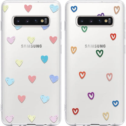 190167 - YOEDGE - Mbështjellëse Transparente 2-Pjesëshe për SAMSUNG GALAXY S10 PLUS (6.4), me Dizajn Zemër/Dashuri, E Përshtatshme për Vajza/Gra, Material TPU Fleksibël dhe Rezistent ndaj Goditjeve