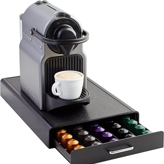 200807 - AMAZON BASICS - Njësi Ruajtjeje Origjinale për Kapsula Nespresso, me 1 Sirtar, Kapacitet 50 Kapsula, Ngjyra e Zezë