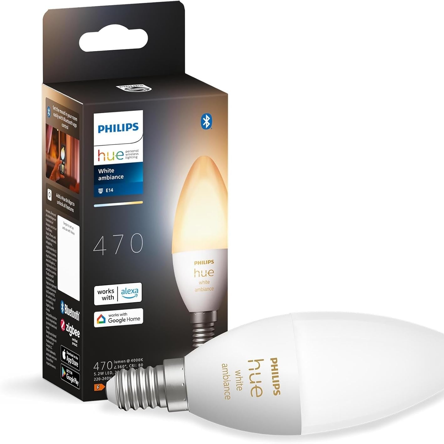 213560 - PHILIPS Llampa E14, e errësueshme, dritë e bardhë nga e ngrohtë në të ftohtë, e kontrollueshme nëpërmjet aplikacionit