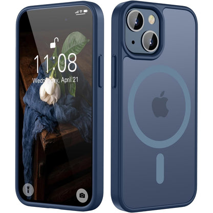 320580 - HGH Mbështjellës magnetik për iPhone 13 Mini 5.4 inç, i pajtueshëm me MagSafe, mbështjellës i hollë mat transparent, rezistent ndaj goditjeve, blu e errët