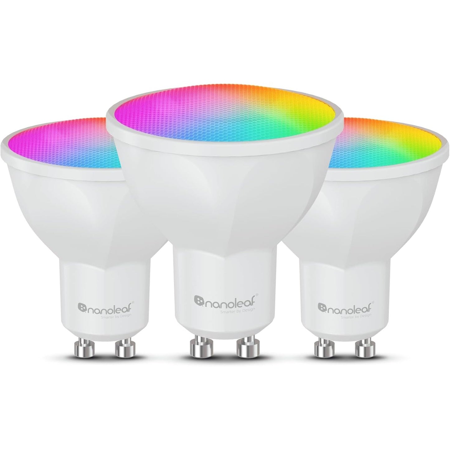 199461 - NANOLEAF Llambë Ndriçimi Matter Essentials, Seti prej 3 Llambave LED Inteligjente RGBW GU10 - Matter Over Thread, Bluetooth, 16 Milionë Ngjyra, Sinkronizim me Alexa, Google Home dhe Apple, Përdorim për Dekor dhe Lojëra