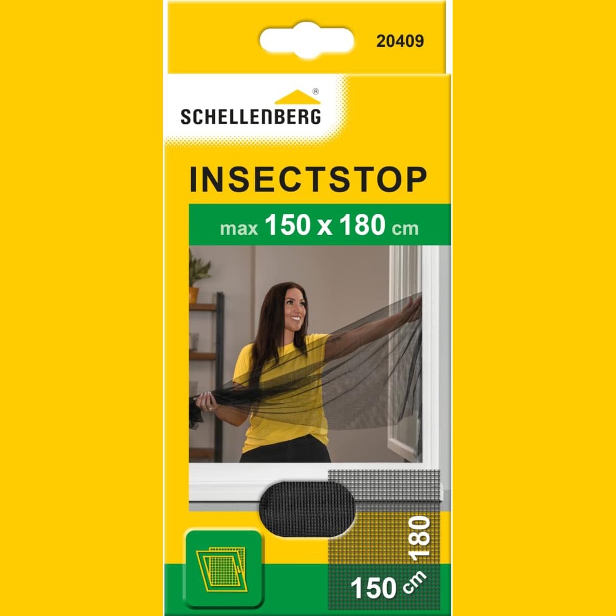 289149 - SCHELLENBERG 20409 Mbrojtje nga Insektet për Dritare të Mëdha, 150 x 180 cm, Antracit, përfshirë Shirita Ngjitës, Nuk Kërkohet Shpim