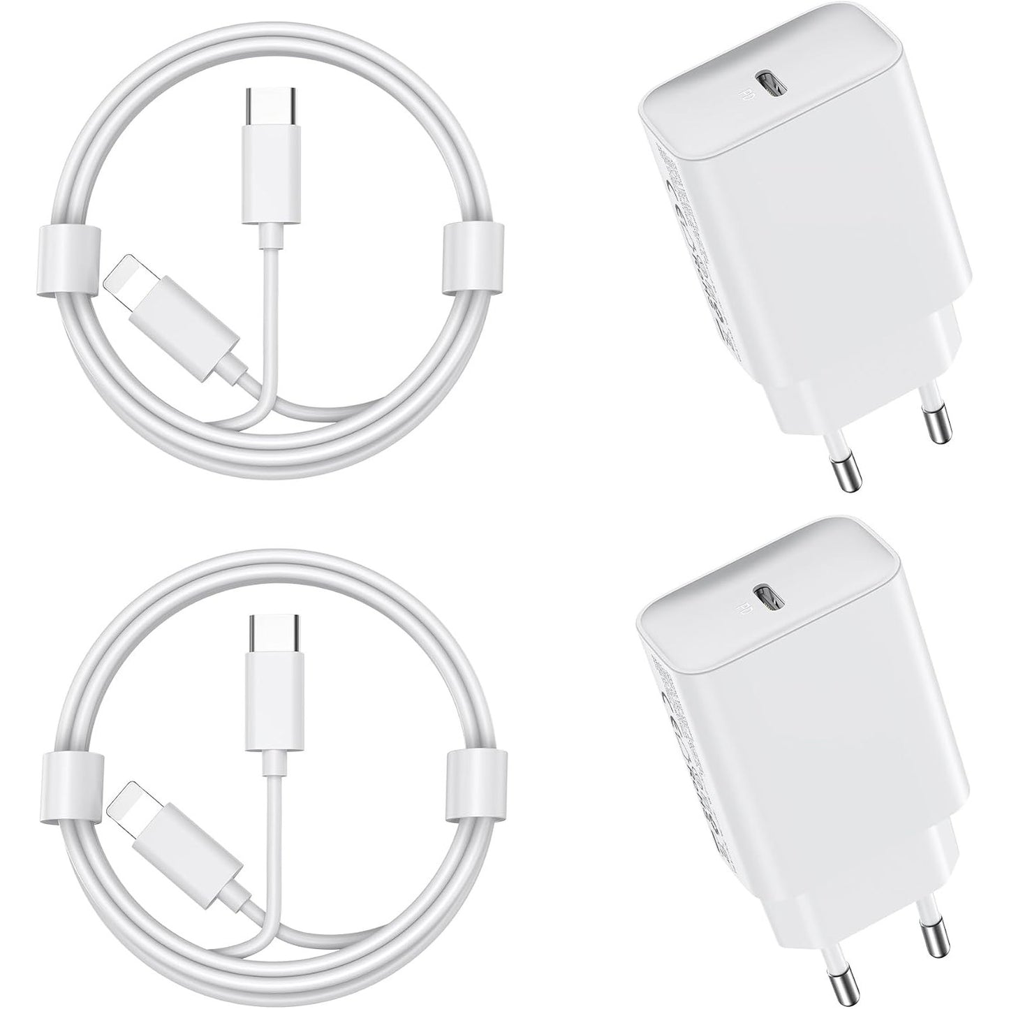 268907 - Karikuesi SHPEJT 30W me kabllo 2M për iPhone 14/14 Pro/14 Pro Max/14 Plus 13 12 11 SE XR X XS 8, Pako me 2 karikues USB C, prizë karikimi