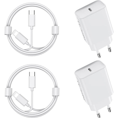 268907 - Karikuesi SHPEJT 30W me kabllo 2M për iPhone 14/14 Pro/14 Pro Max/14 Plus 13 12 11 SE XR X XS 8, Pako me 2 karikues USB C, prizë karikimi
