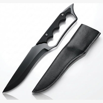 209349 - GDTDX Thikë Mbijetese dhe Gjuetie, 28cm, Teh i Fiksuar, Çeliku Inox, Rezistente ndaj Ndryshkut, me Mbështjellës Lëkure, Për Kamping, Ski dhe Peshkim