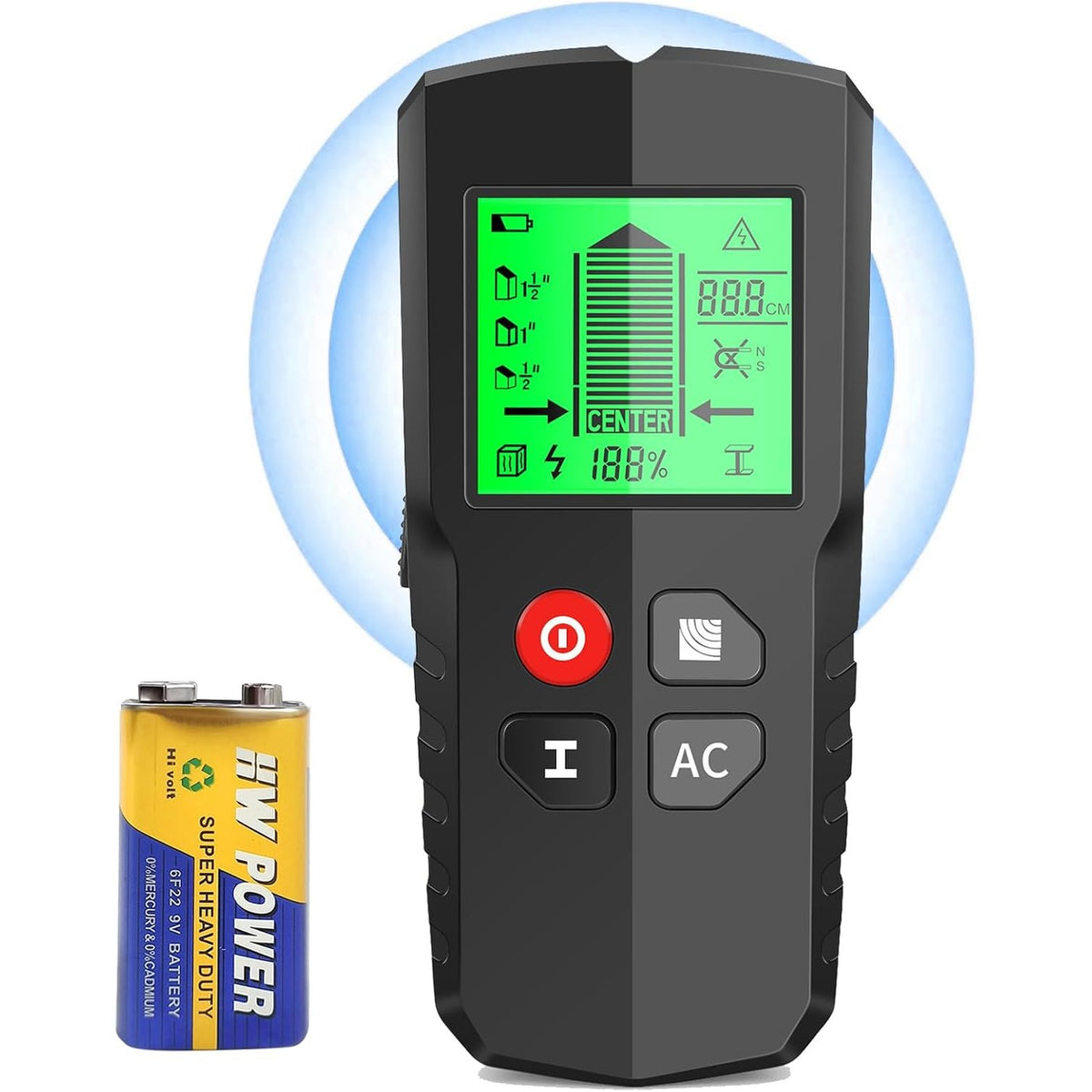 313889 - Skaner muri EXTSUD për gjetjen e trarëve mbështetës – Detektor elektronik 5-në-1 me sensor për kabllo, me ekran LCD dhe alarm zanor