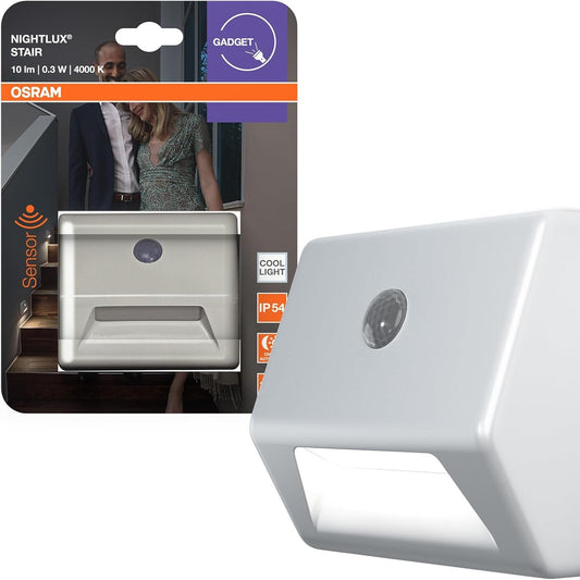 254016 - Osram NIGHTLUX Dritë nate për shkallë, e bardhë, sensor lëvizjeje, IP54, funksionon me bateri, 4000 K