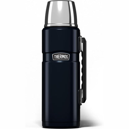250853 - KING Termos Inox, Shishe, Blu, 1.20L, Çelik inox, i papërshkueshëm nga rrjedhjet, me gotë dhe dorezë, mban pijet të ngrohta për 12 orë dhe të ftohta për 24 orë, i sigurt për lavastovilje, pa BPA