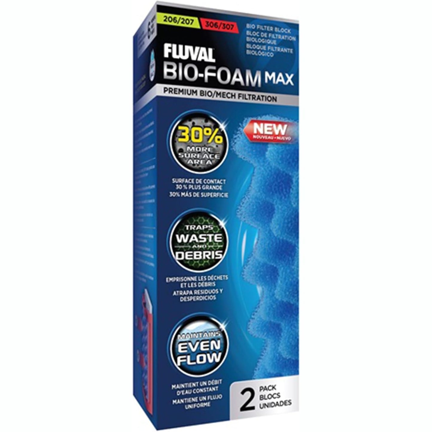 216634 - Fluval Filtri me shkumë Bio-Foam MAX, pako me 2 copë, për filtrat e jashtëm Fluval 207 dhe 307